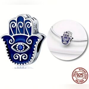 925 sterling silver HAMSA EVIL EYE Charm for bracelets or necklaces NWT